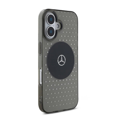 Apple iPhone 16 Plus Kılıf Mercedes Benz Orjinal Lisanslı Magsafe Şarj Özellikli Yıldız Desenli Transparan Kapak Siyah