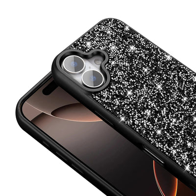 Apple iPhone 16 Plus Kılıf Parlak Taşlı Tasarım Zore Pırlanta Kapak Siyah