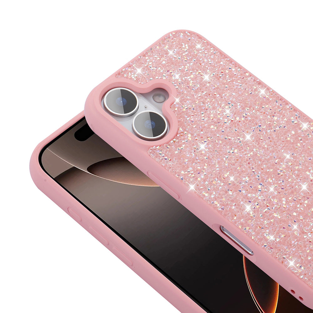 Apple iPhone 16 Plus Kılıf Parlak Taşlı Tasarım Zore Pırlanta Kapak Pembe