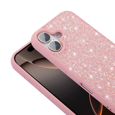 Apple iPhone 16 Plus Kılıf Parlak Taşlı Tasarım Zore Pırlanta Kapak Pembe
