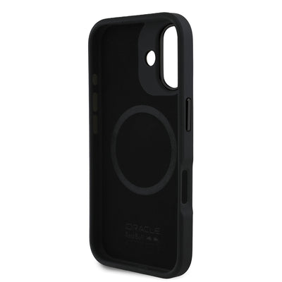 Apple iPhone 16 Plus Kılıf Redbull Orjinal Lisanslı M-safe Şarj Özellikli Kırmızı Halka ve Logo Kabartmalı PU Deri Kapak Lacivert