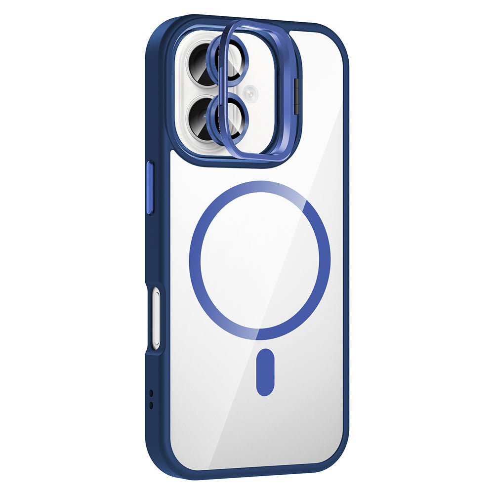 Apple iPhone 16 Plus Kılıf Standlı ve Kamera Lens Hediyeli M-Safe Şarj Özellikli Zore Etro Kapak Desert Titanyum