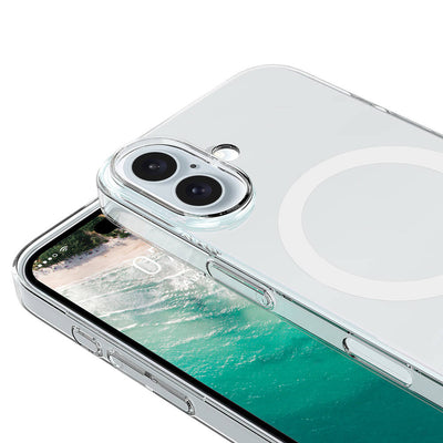 Apple iPhone 16 Plus Kılıf Zore Magsafe Şarj Özellikli Şeffaf Tek Kamera Çerçeveli Porto Kapak Şeffaf