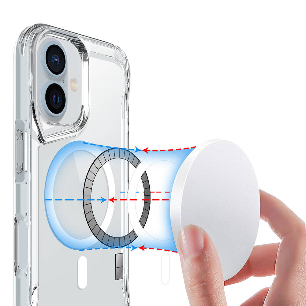 Apple iPhone 16 Plus Kılıf Zore Magsafe Şarj Özellikli T-Max Magsafe Kapak Şeffaf