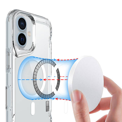 Apple iPhone 16 Plus Kılıf Zore M-safe Şarj Özellikli T-Max M-safe Kapak Şeffaf