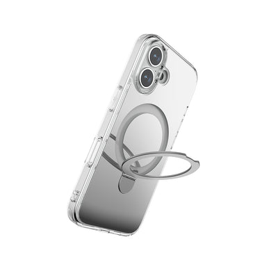 Apple iPhone 16 Plus Magsafe Şarj Özellikli Kılıf Raptic Air Stand Serisi Aynalı Arka Yüzey Standlı Kapak Gri