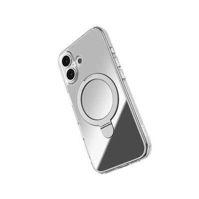 Apple iPhone 16 Plus Magsafe Şarj Özellikli Kılıf Raptic Air Stand Serisi Aynalı Arka Yüzey Standlı Kapak Gri
