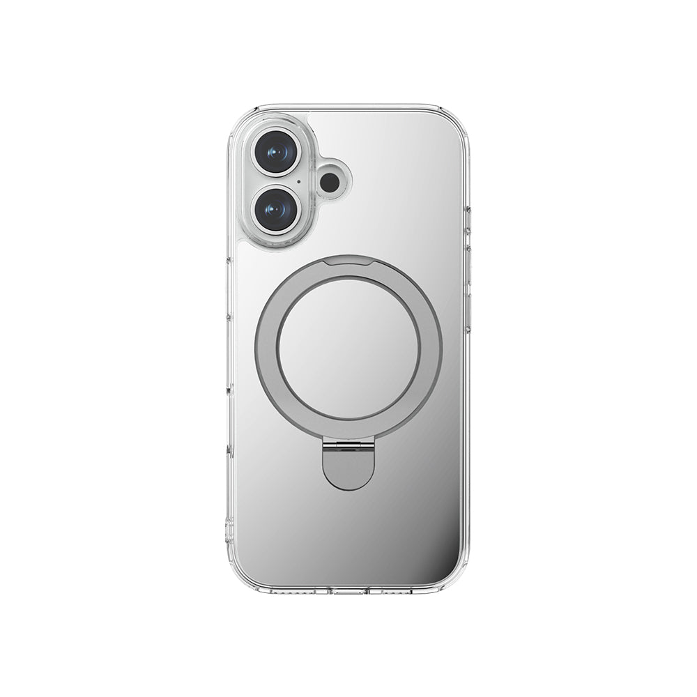 iPhone 16 Plus M-safe Şarj Özellikli Kılıf Raptic Air Stand Serisi Aynalı Arka Yüzey Standlı Kılıf