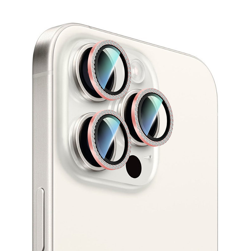 iPhone 16 Pro CaseWorld Alloy Sparkling Diamond Serisi Taşlı Lens Koruyucu