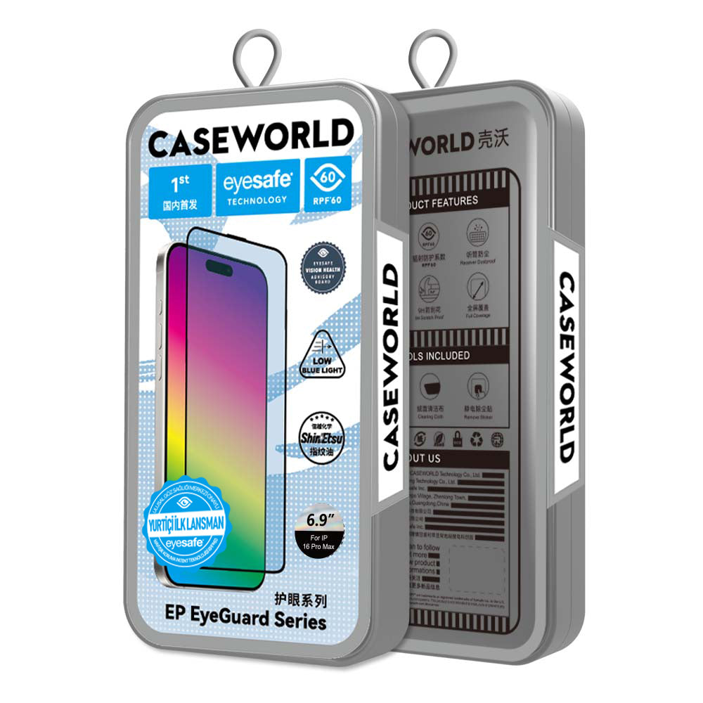 iPhone 16 Pro CaseWorld EyeGuard Serisi 2.5D Eyesafe Teknolojili Cam Ekran Koruyucu