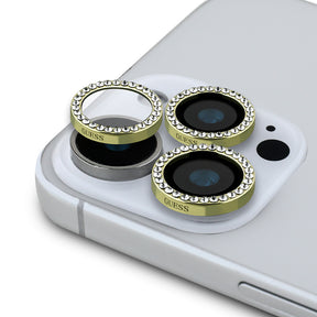 Apple iPhone 16 Pro Guess Orjinal Lisanslı Rhinestone Taşlı Lens Koruyucu