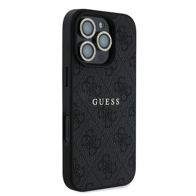 Apple iPhone 16 Pro Guess Orjinal Lisanslı Kılıf + Ekran Koruyucu + Lens Koruyucu 3in1 Aksesuar Seti Siyah