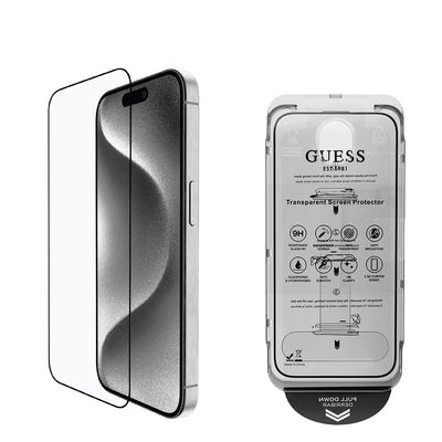 Apple iPhone 16 Pro Guess Orjinal Lisanslı Rhinestone Ekran Koruyucu + Lens Koruyucu 2in1 Aksesuar Seti Gümüş