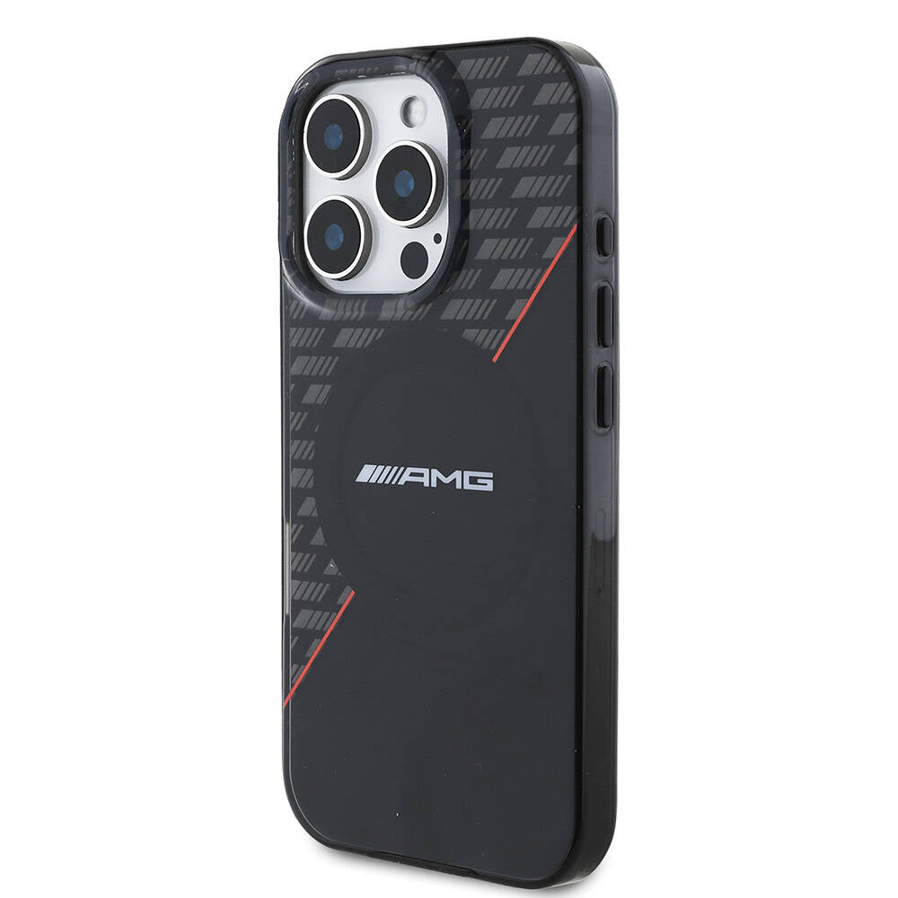 iPhone 16 Pro Kılıf AMG Orjinal Lisanslı M-safe Şarj Özellikli Çift Katmanlı Kırmızı Çapraz Çizgili Kılıf