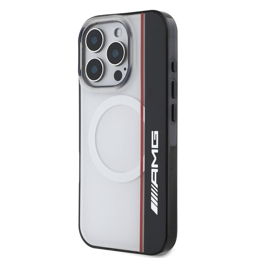 iPhone 16 Pro Kılıf AMG Orjinal Lisanslı M-safe Şarj Özellikli IML Baskı Logolu Çift Katmanlı Bow Lines Kılıf