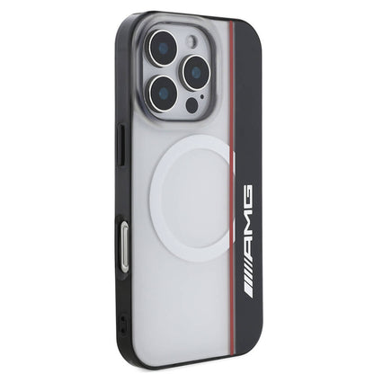 iPhone 16 Pro Kılıf AMG Orjinal Lisanslı M-safe Şarj Özellikli IML Baskı Logolu Çift Katmanlı Bow Lines Kılıf