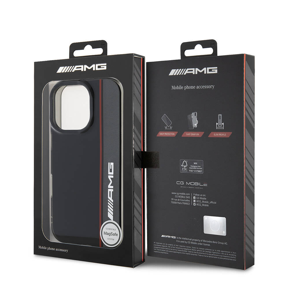 iPhone 16 Pro Kılıf AMG Orjinal Lisanslı M-safe Şarj Özellikli IML Baskı Logolu Çift Katmanlı Bow Lines Kılıf