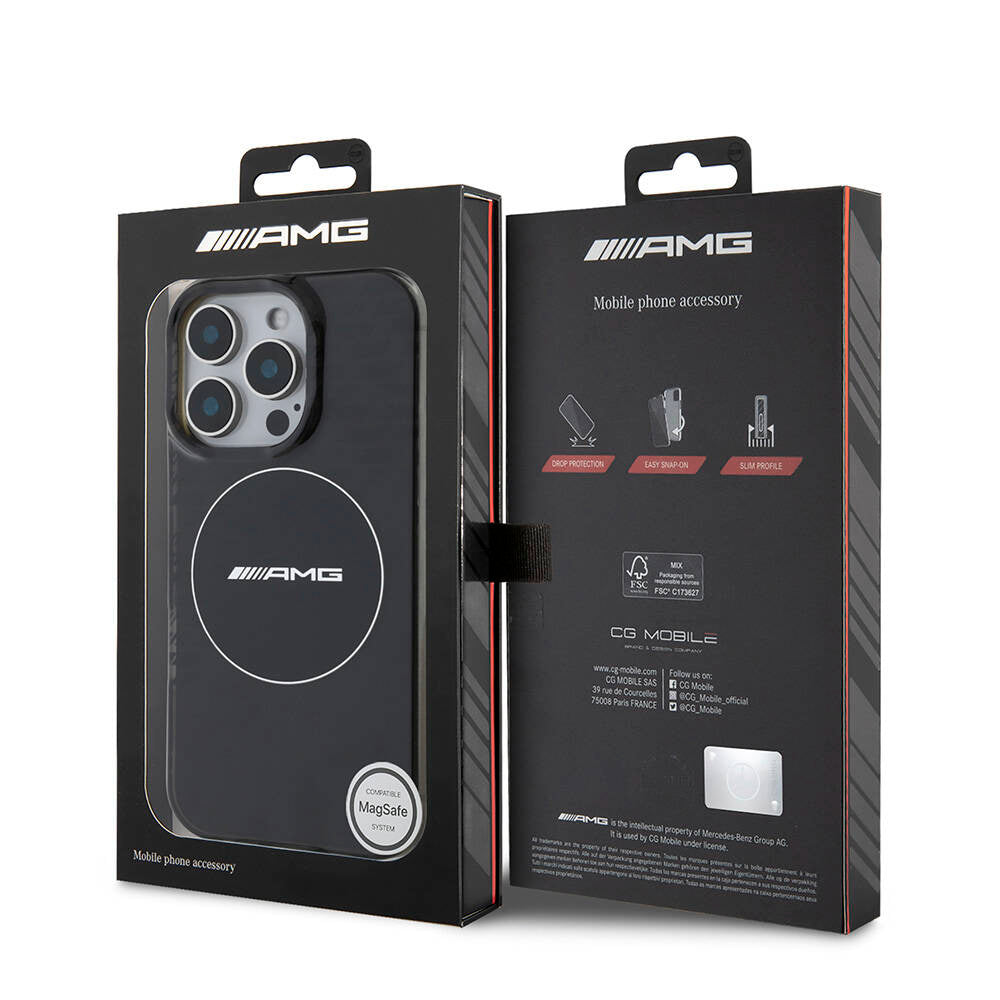iPhone 16 Pro Kılıf AMG Orjinal Lisanslı M-safe Şarj Özellikli IML Baskı Logolu Smoked Kılıf