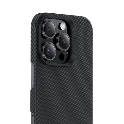 Apple iPhone 16 Pro Kılıf Benks M-safe Şarj Özellikli Metal Kamera Çerçeveli Magnetik ArmorAir 600D Kevlar Fiber Kapak Siyah