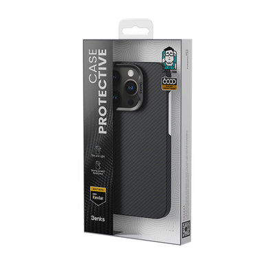 Apple iPhone 16 Pro Kılıf Benks Magsafe Şarj Özellikli Magnetik ArmorAir 600D Kevlar Fiber Kapak Siyah