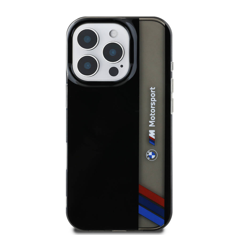 iPhone 16 Pro Kılıf BMW Orjinal Lisanslı M Logolu Üç Renk Çizgili Motorsport Vertical Stripe Kılıf