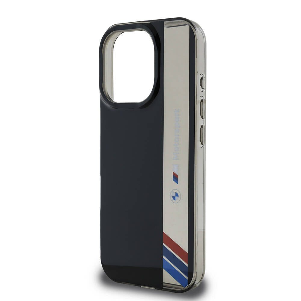 iPhone 16 Pro Kılıf BMW Orjinal Lisanslı M Logolu Üç Renk Çizgili Motorsport Vertical Stripe Kılıf
