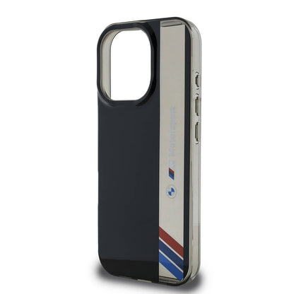 iPhone 16 Pro Kılıf BMW Orjinal Lisanslı M Logolu Üç Renk Çizgili Motorsport Vertical Stripe Kılıf