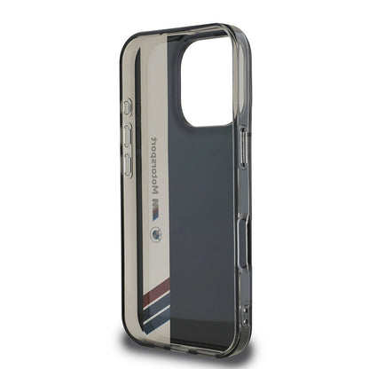 iPhone 16 Pro Kılıf BMW Orjinal Lisanslı M Logolu Üç Renk Çizgili Motorsport Vertical Stripe Kılıf