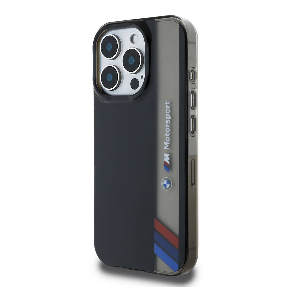 iPhone 16 Pro Kılıf BMW Orjinal Lisanslı M Logolu Üç Renk Çizgili Motorsport Vertical Stripe Kılıf