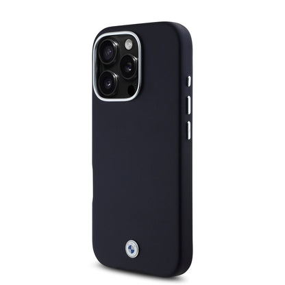 iPhone 16 Pro Kılıf BMW Orjinal Lisanslı M-safe Şarj Özellikli Metal Logolu Tam Kaplama Deri Kılıf