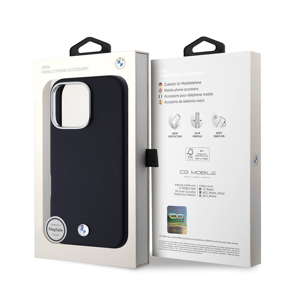 iPhone 16 Pro Kılıf BMW Orjinal Lisanslı M-safe Şarj Özellikli Metal Logolu Tam Kaplama Deri Kılıf