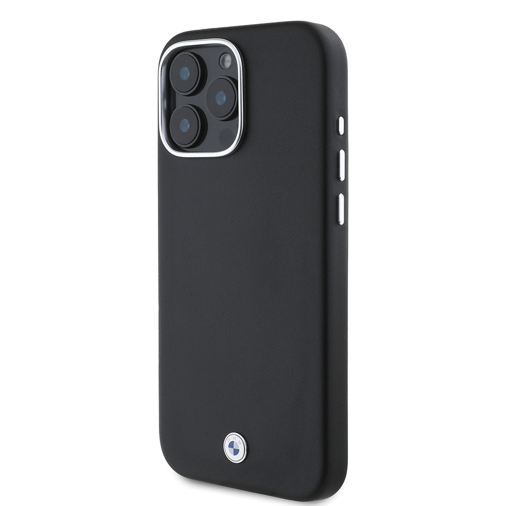 iPhone 16 Pro Kılıf BMW Orjinal Lisanslı M-safe Şarj Özellikli Metal Logolu Tam Kaplama Deri Kılıf