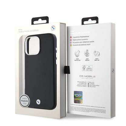 iPhone 16 Pro Kılıf BMW Orjinal Lisanslı M-safe Şarj Özellikli Metal Logolu Tam Kaplama Deri Kılıf