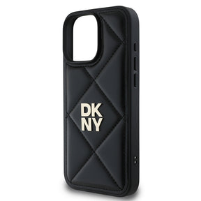 Apple iPhone 16 Pro Kılıf DKNY Orjinal Lisanslı Kapitone Tasarımlı Metal Logolu Deri Kapak