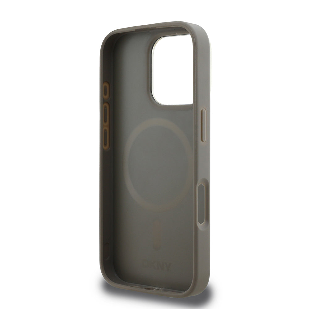 Apple iPhone 16 Pro Kılıf DKNY Orjinal Lisanslı Magsafe Şarj Özellikli 3D Yazılı Checkered Pattern Kapak Siyah