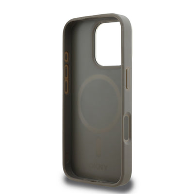 Apple iPhone 16 Pro Kılıf DKNY Orjinal Lisanslı Magsafe Şarj Özellikli 3D Yazılı Checkered Pattern Kapak Siyah
