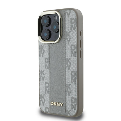 iPhone 16 Pro Kılıf DKNY Orjinal Lisanslı M-safe Şarj Özellikli 3D Yazılı Checkered Pattern Kılıf