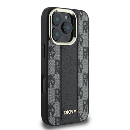 iPhone 16 Pro Kılıf DKNY Orjinal Lisanslı M-safe Şarj Özellikli 3D Yazılı Checkered Pattern Kılıf