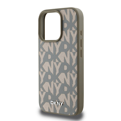 iPhone 16 Pro Kılıf DKNY Orjinal Lisanslı M-safe Şarj Özellikli 3D Yazılı Grid Pattern Kılıf