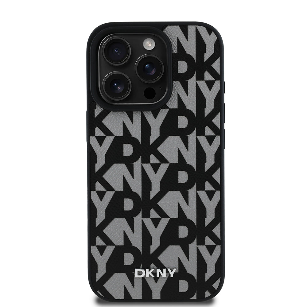 iPhone 16 Pro Kılıf DKNY Orjinal Lisanslı M-safe Şarj Özellikli 3D Yazılı Grid Pattern Kılıf