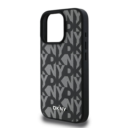 iPhone 16 Pro Kılıf DKNY Orjinal Lisanslı M-safe Şarj Özellikli 3D Yazılı Grid Pattern Kılıf