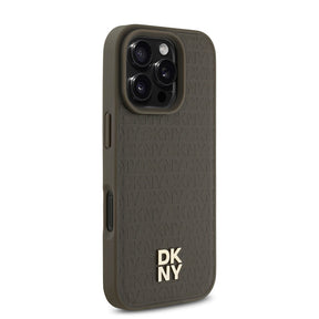 Apple iPhone 16 Pro Kılıf DKNY Orjinal Lisanslı Magsafe Şarj Özellikli 3D Yazılı Repeat Pattern Kapak