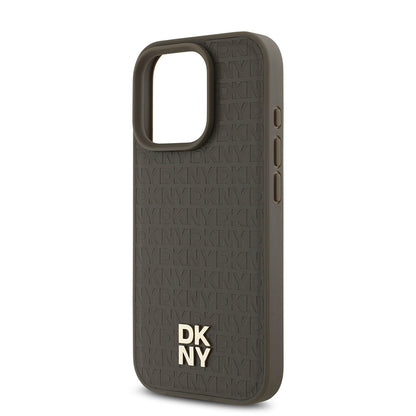iPhone 16 Pro Kılıf DKNY Orjinal Lisanslı M-safe Şarj Özellikli 3D Yazılı Repeat Pattern Kılıf