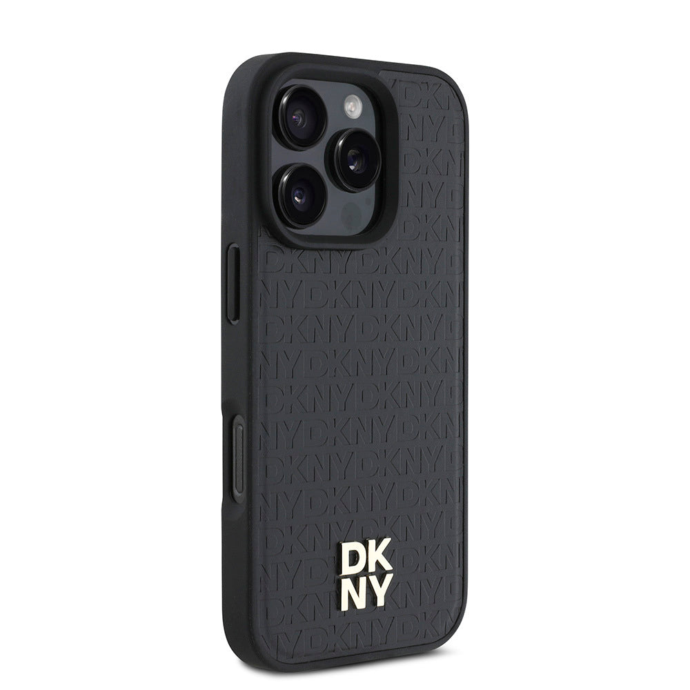 Apple iPhone 16 Pro Kılıf DKNY Orjinal Lisanslı Magsafe Şarj Özellikli 3D Yazılı Repeat Pattern Kapak