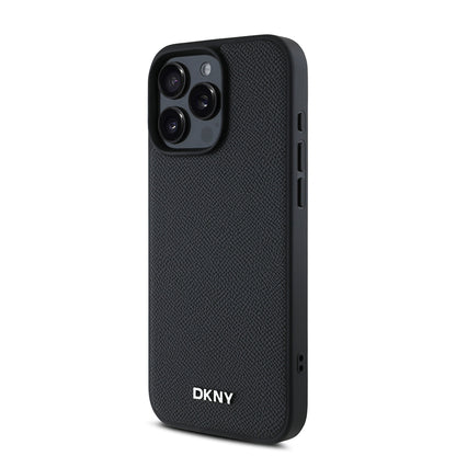 iPhone 16 Pro Kılıf DKNY Orjinal Lisanslı M-safe Şarj Özellikli Metal Logolu PU Deri Grained Kılıf