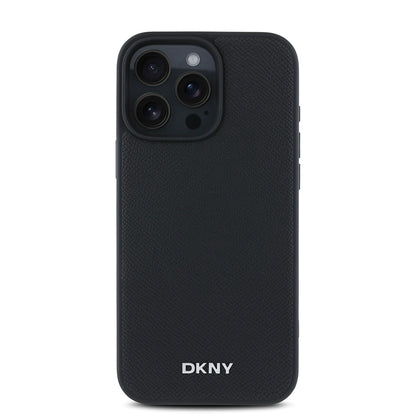iPhone 16 Pro Kılıf DKNY Orjinal Lisanslı M-safe Şarj Özellikli Metal Logolu PU Deri Grained Kılıf
