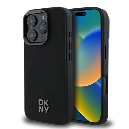 iPhone 16 Pro Kılıf DKNY Orjinal Lisanslı M-safe Şarj Özellikli Metal Logolu PU Deri Plain Kılıf