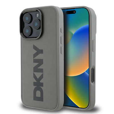 Apple iPhone 16 Pro Kılıf DKNY Orjinal Lisanslı Magsafe Şarj Özellikli PU Deri Plain Kapak Kahverengi