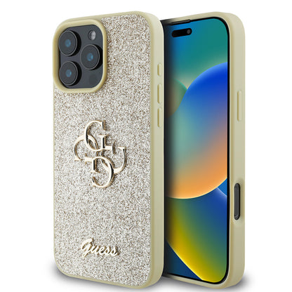 iPhone 16 Pro Kılıf Guess Orjinal Lisanslı 4G Büyük Metal Logolu Glitter Kılıf