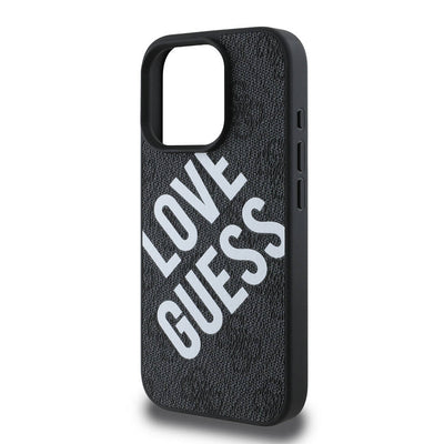 Apple iPhone 16 Pro Kılıf Guess Orjinal Lisanslı Big Love Guess Kapak Kahverengi